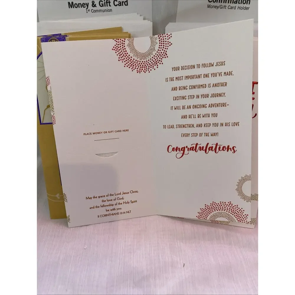 Lot of 11 Christian 1st Communion/Confirmation Money Holder cards, NEW